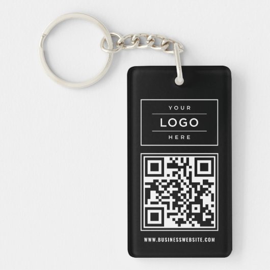 Zwarte Logo QR Website Promo Sleutelhanger (Voorkant)