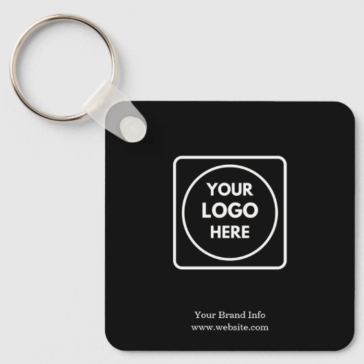 Zwarte Logo Sleutelhanger | Aangepaste Zakelijke P (Voorkant)