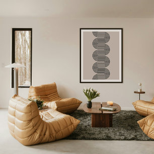 Zwarte Lombard Golvende Lijnen Modern Minimal Kuns Poster