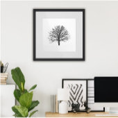 Zwarte Lone Leafless Tree op Winter Poster