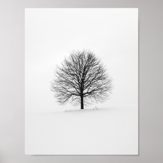 Zwarte Lone Leafless Tree op Winter Poster (Voorkant)