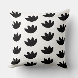 Zwarte Lotus Flower Kussen