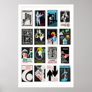 Zwarte Luciferdoosjes Labels Raster, Vintage Ephem Poster