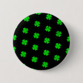 Zwarte Lucky Clovers Knop Ronde Button 5,7 Cm (Voorkant)