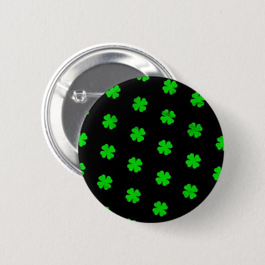 Zwarte Lucky Clovers Knop Ronde Button 5,7 Cm (Voorkant /achterkant)