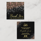 Zwarte-luipaard afdrukken Hartelijk dank voor uw a Vierkante Visitekaartje (Voorkant / Achterkant)