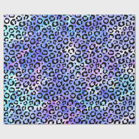 Zwarte luipaard afdrukken op blauwe Waterverf acht Cadeaupapier (Vlak)