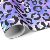Zwarte luipaard afdrukken op blauwe Waterverf acht Cadeaupapier (Rol Hoek)