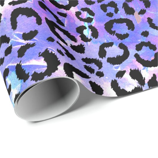 Zwarte luipaard afdrukken op blauwe Waterverf acht Cadeaupapier (Rol Hoek)