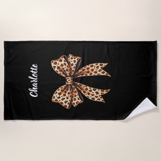 Zwarte luipaard boognaam strandlaken (Voorkant)