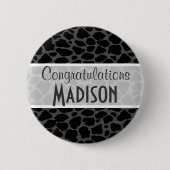 Zwarte luipaard dierenprint ronde button 5,7 cm (Voorkant)