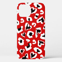 zwarte luipaard dierlijk drukwerk rood Case-Mate iPhone case