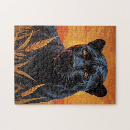 Zwarte luipaard en Afrikaanse savanne Legpuzzel (Horizontaal)