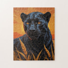 Zwarte luipaard en Afrikaanse savanne Legpuzzel
