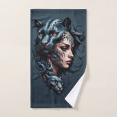 Zwarte luipaard en vrouwenhoofd. bad handdoek (Handdoek)