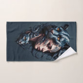 Zwarte luipaard en vrouwenhoofd. bad handdoek (Handdoek)