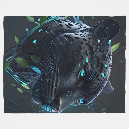 "Zwarte luipaard" Fleece Deken (Voorkant (Horizontaal))