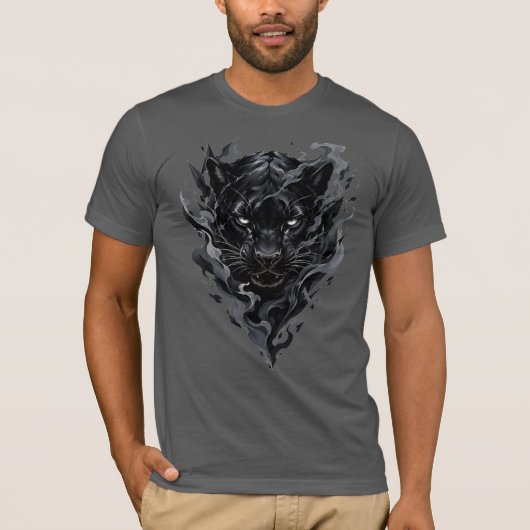 Zwarte Luipaard Grafische T-Shirt (Voorkant)