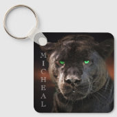 Zwarte Luipaard Grote Kat Persoonlijke naam  Sleutelhanger (Voorkant)