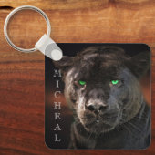 Zwarte Luipaard Grote Kat Persoonlijke naam  Sleutelhanger (Voorkant)