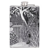 Zwarte luipaard in het oerwoud - handgetekend, op heupfles (Achterkant)