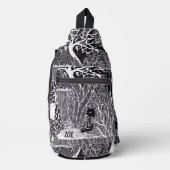 Zwarte luipaard in het oerwoud, handgetekend, op m sling bag (Voorkant)