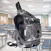 Zwarte luipaard in het oerwoud, handgetekend, op m sling bag