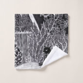 Zwarte luipaard in het oerwoud - potloodtekening bad handdoek (Wasdoekje)