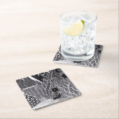 Zwarte luipaard in het oerwoud - potloodtekening kartonnen onderzetters (Insitu)