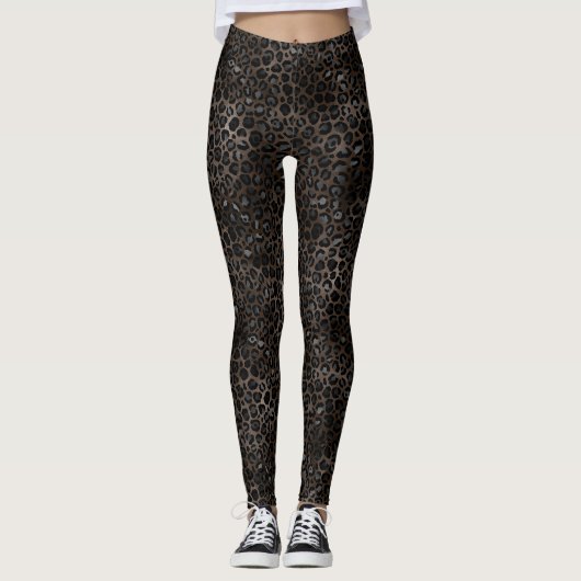 Zwarte luipaard Leggings - Koel (Voorkant)