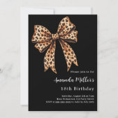 Zwarte luipaard print boog bruin verjaardag kaart (Voorkant)