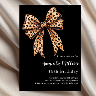 Zwarte luipaard print boog bruin verjaardag kaart