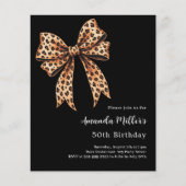 Zwarte luipaard print boog bruine verjaardag uitno (Voorkant)