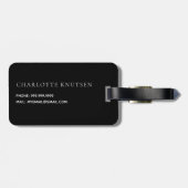 Zwarte luipaard print boog naam script bagagelabel (Achterkant horizontaal)