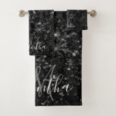 Zwarte luipaard print en glitter bad handdoek (Insitu)