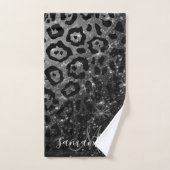 Zwarte luipaard print en glitter bad handdoek (Handdoek)