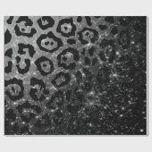 Zwarte luipaard print en glitter cadeaupapier (Vlak)