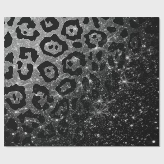Zwarte luipaard print en glitter cadeaupapier (Vlak)