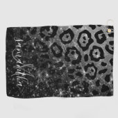 Zwarte luipaard print en glitter golfhanddoek (Horizontaal)