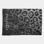 Zwarte luipaard print en glitter theedoek (Horizontaal)