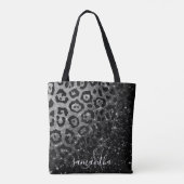 Zwarte luipaard print en glitter tote bag (Achterkant)