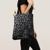 Zwarte luipaard print en glitter tote bag (Dichtbij)
