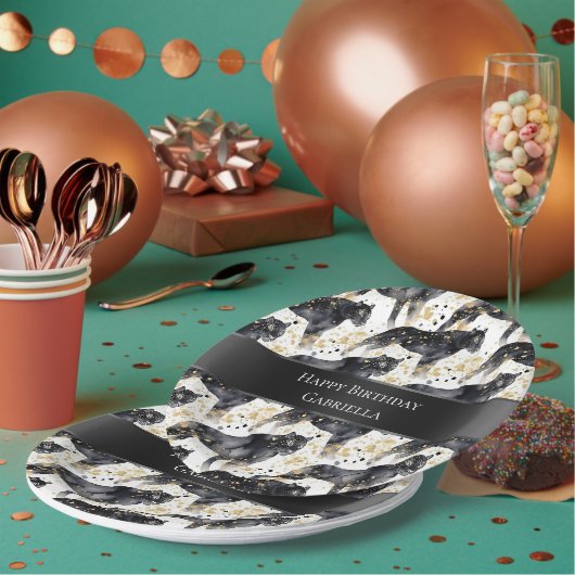 Zwarte luipaarden papieren bordje (Multi)