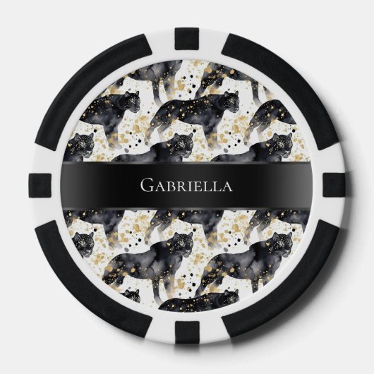 Zwarte luipaarden poker chips (Voorkant)