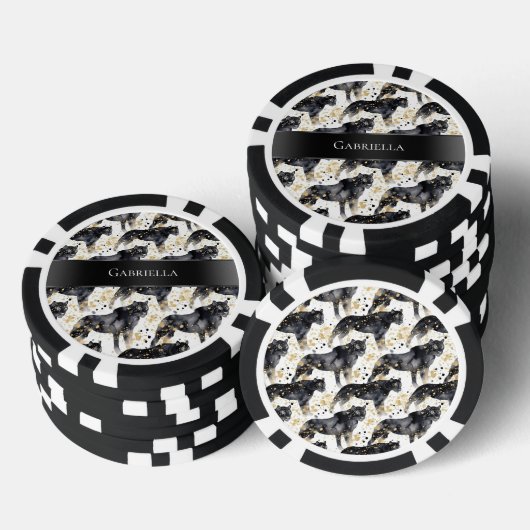 Zwarte luipaarden poker chips (Opstapeling)