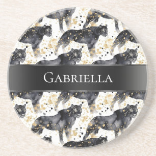 Zwarte luipaarden zandsteen onderzetter