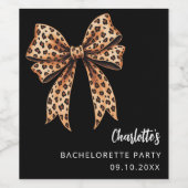 Zwarte luipaardprint strik Bachelorette-feestje Wijn Etiket (Enkel label)