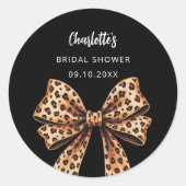 Zwarte luipaardprint strik Bruidsbrunch Ronde Sticker (Voorkant)