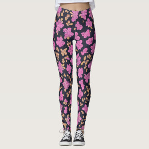 Zwarte Lululemon roze vlinders bloemig Leggings
