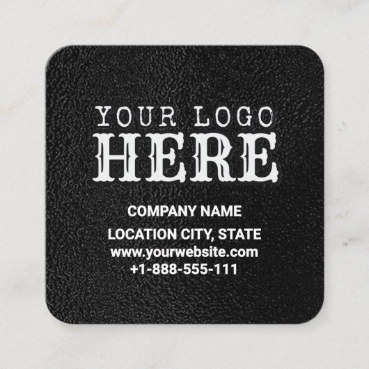 Zwarte luxe aangepaste logo & QR-code vierkante za Visitekaartje (Voorkant)